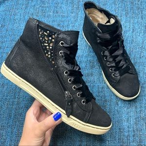Ugg Blaney Crystals Black Leather High Top Sneaker